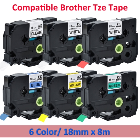 Brother Tze-18 mm laminiertes Etikettenband