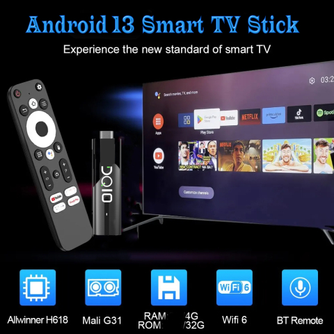 Android 13 Smart TV Stick Allwinner H618 Quad Core