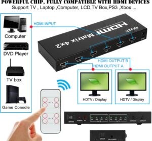 HDMI Matrix Switch 4x2 mit Fernbedienung