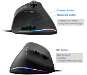 Vertikale Gaming-Maus kabelgebunden RGB