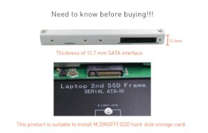 m.2 M2 NGFF SSD 2nd HDD Caddy 12.7mm SAT - Image 3