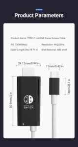 HDMI-Kabel für Switch-Laptop, Tablet, mit 4K 1080P - Image 5