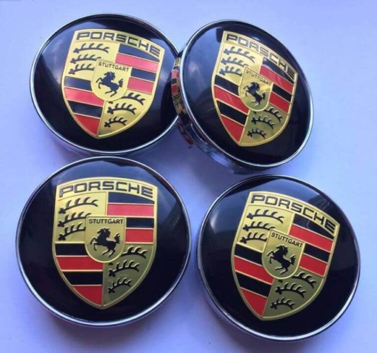 Emblem + Radmittenkappe - porsche 60mm Nabenkappen schwatz