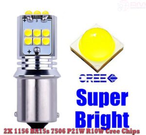 1156 BA15s 7506 P21W R10W 2X Cree Chips