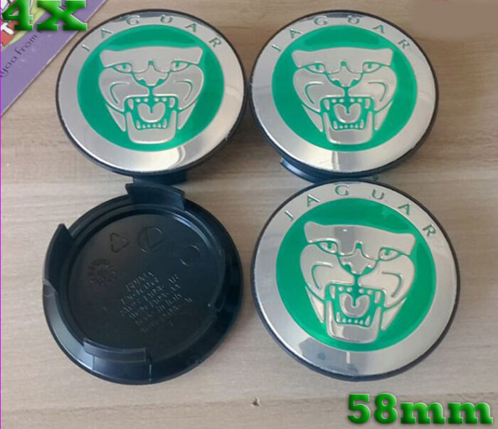 Emblem + Radmittenkappe - Jaguar 58mm grüne Radnaben Mittelkappen