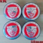 Emblem + Radmittenkappe - Jaguar 58mm Rot Radnaben Mittelkappen