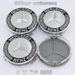 Benz Nabenkappen Silber schwarz