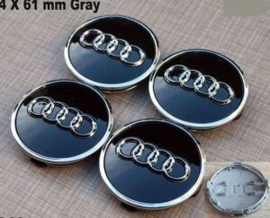 Audi 61mm Black Wheel Center Caps
