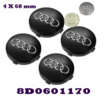 Audi 4x 68mm Felgendeckel Schwarz Gray