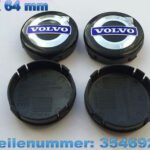 Emblem + Radmittenkappe - VOLVO Schwatz 4 x 64mm Felgenkappe