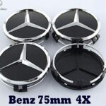 Emblem + Radmittenkappe - Benz 75mm 4X Felgeneinsatzkappen