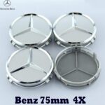 Emblem + Radmittenkappe - Benz 75mm 4X Felgeneinsatzkappen