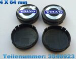 VOLVO Schwatz Silber 4 x64mm Felgenkappe