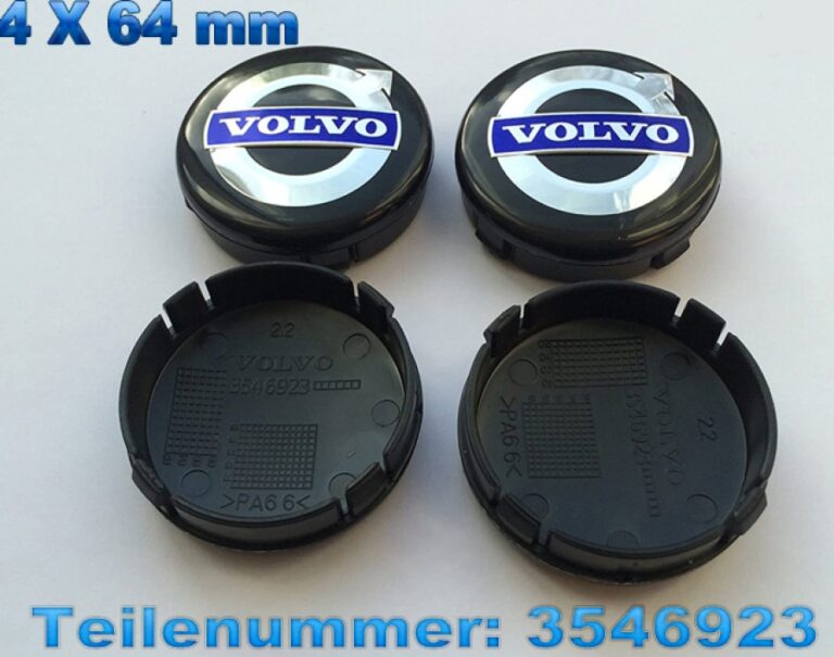 Autoteile - VOLVO Schwatz Silber 4 x64mm Felgenkappe