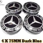 Emblem + Radmittenkappe - Benz 75MM schwarz Radkappenabdeckung