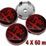 Autoteile - Alfa Romeo 4X60mm Radkappen rot