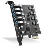 Computer - PCIe USB 3.0 Card Expansion USB-A 5X USB-C 2X PCI Express USB Add in Card Internal USB3 Hub Converter for Desktop PC Host Card
