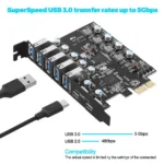 PCIe USB 3.0 Card Expansion USB-A 5X USB-C 2X PCI Express USB Add in Card Internal USB3 Hub Converter for Desktop PC Host Card - Image 2