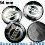Emblem + Radmittenkappe - VOLVO Schwatz Silber 4 x64mm Felgenkappe
