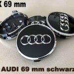 Emblem + Radmittenkappe - AUDI 69 mm schwarz 4B0601170A
