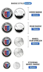 BMW ALPINA Fronthaube Emblem Lenkradkap 82mm+Rear Badge 74mm+Wheel Hub Cap 68mm+steering wheel sticker 45mm Decal Styling - Image 2