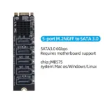 M.2 To SATA 3.0 Riser Card M2 M-KEY PCI-E Expansion Card 5/6 Port SATA3.0 Converter for NVME NGFF To SATA SSD Adapter Card 6Gbps - Image 5