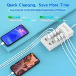 USB Charger 10-Port USB Charging Station for Multi Devices 50W USB Hub Adapter for iPhone Samsung Xiaomi Huawei Extension Socket - Image 2
