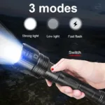 Super Bright Rechargeable Flashlight High Power Led Flashlights Powerful Torch Usb Tactical Lantern Zoom Lighting 1500Meter - Image 3