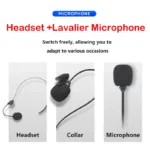 Wireless Headset Microphone+Lavalier Mic System Teaching Speech Interview Vlog Live Recording for iPhone Android PC - Image 6
