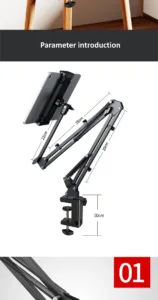 Tablet Holder for Bed iPad Stand 360° Rotating Desktop Phone Mount with Aluminum Arm for 4.7"~12.9" Xiaomi Lenovo Samsung Tablet - Image 4