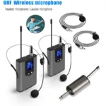 Wireless Headset Microphone+Lavalier Mic System Teaching Speech Interview Vlog Live Recording for iPhone Android PC