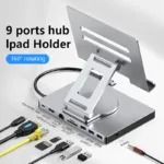 Ipad stand USB C Hub 4K 60HZ HD Type-C 100W PD SD/TF Slot Reader USB 3.0 5Gbps 9 In 1 Type-C Hub ipad holder - Image 2