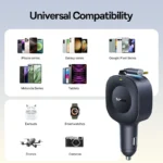 30W Fast Car Charger Retractable Cable Dual Type-C USB-C Quick Charging 360° Rotation For iPhone Samsung Motorola Tablets - Image 6