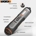 Accessories - Worx 4V Electrical Screwdrivers Set WX242 Portable Smart Cordless Power Screw Driver Mini Electric Drill Home Repair Power Tool