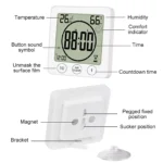Digital Bathroom Kichin Wall Clock Shower Timer Waterproof For Water Spray LCD Screen Watch Temperature Humidity Clock For Shower Room - Image 5