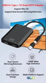 USB 3.0 USB C to Dual HDTV Splitter Extended Display Adapter for Dual Screen Mirroring/Extension for Apple Mac M1 M2 Windows - Image 6