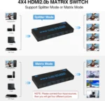 HDMI Matrix Switch 4x4 -Compatible True  Conmutador 4 in 4 out 4K 60Hz HDMI Matrix Splitter Switcher Selector Box for PC TV Loptop - Image 3