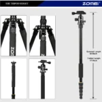 Lightweight Portable Professional Travel Camera Tripod Tripode Aluminum Tripod Head Monopod for Digital DSLR Camera - Image 12