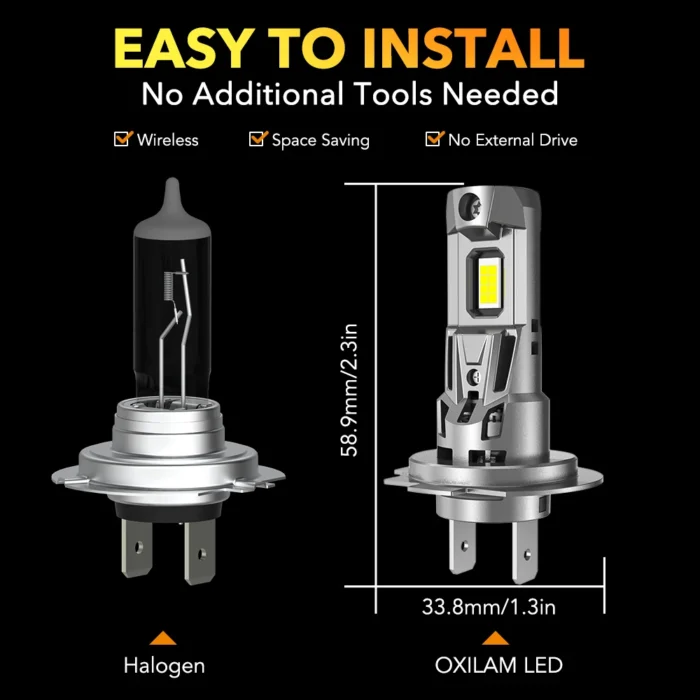 Autoteile - H7 LED Bulb Turbo Headlight 6500K 22000LM 12V CSP Powerful Best H7 LED Diode approved H7 Mini Lamp