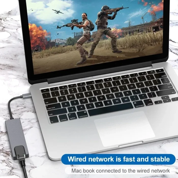 Computer - Usb 5 In 1 Type-C 3 1 To 4k HdTV Hub Adapter With Sd Tf 100M Rj45 Car d Reader Pd Fast Charge For Macbook Notebook Computer