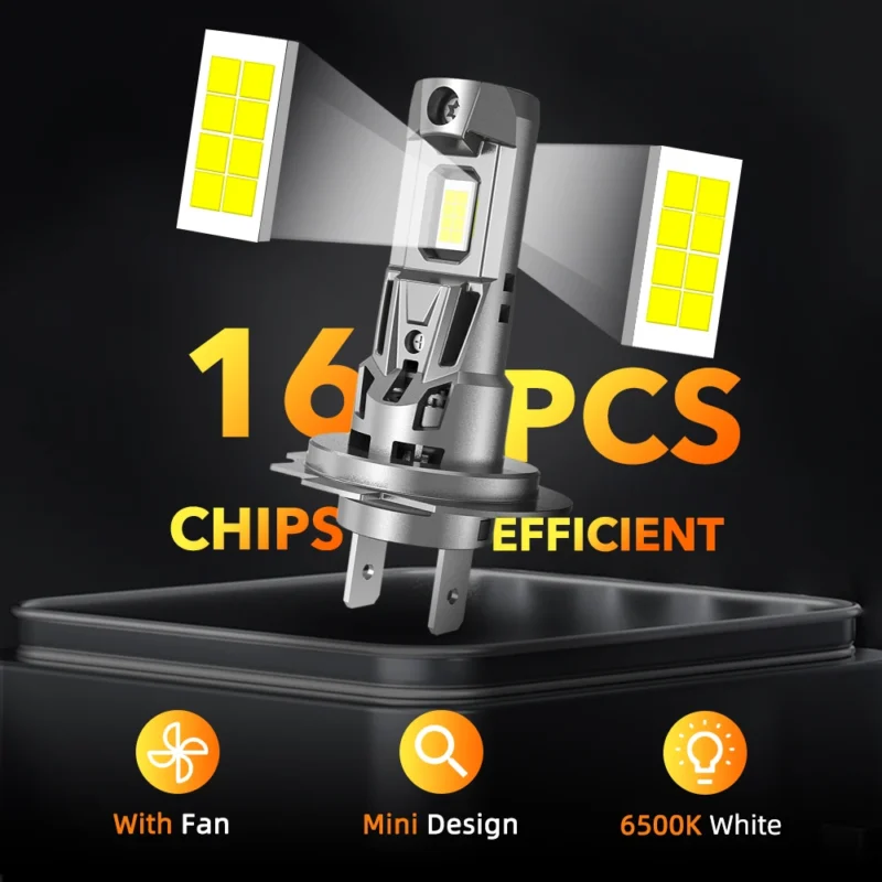 Accessories - H7 LED Bulb Turbo Headlight 6500K 22000LM 12V CSP Powerful Best H7 LED Diode approved H7 Mini Lamp