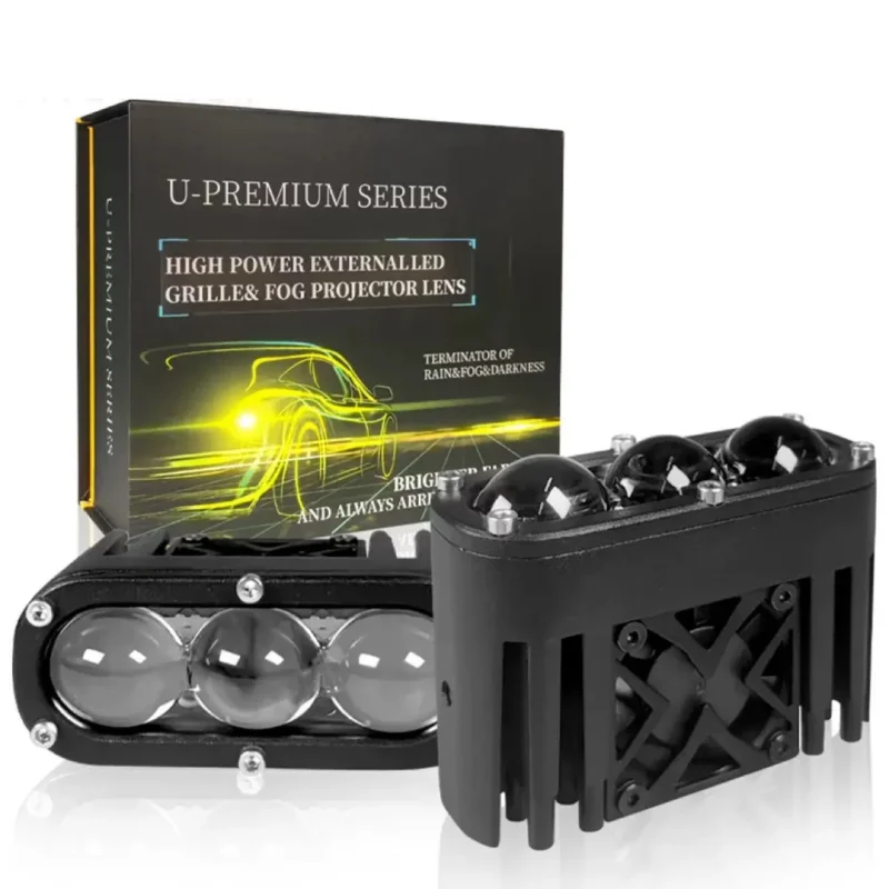 Accessories - Ultra-Thin Triple Laser Fog Lights, Mesh Projector White/Yellow Dual-Color, IP68 Waterproof 75W Car & Motorcycle Accessories