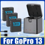 Batterie - GoPro Hero 13 Li-ion Battery Pack Motion Camera Battery Storage +3-Slots Box Charger Rechargeable Batteries
