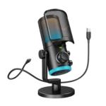 Computer - Microphone with Noise Cancellation/RGB/Gain&Balance Knob,Condenser Mic for Streaming Podcasting-Ampligame AM6