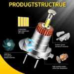 Autoteile - H7 LED Headlight Car Light Bulbs 4 Sides 72W 30000LM High Power Canbus Headlamp Plug & Play Super Bright 6000K