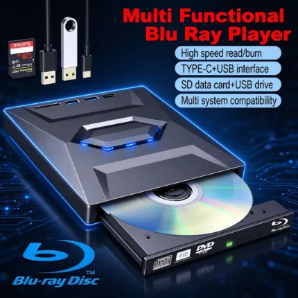 Accessories - External Blu ray Drive, Portable Blu-ray Drive USB 3.0 and Type-C BD Player ,Read DVD 3D Multi functional plug-in BD-ROM