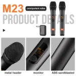Accessories - JBL Microphone M23 2 Channel Karaoke System With Rechargeable Receiver Cordless Handheld Mic For Church Party Speaker