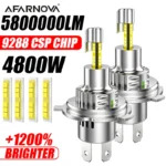 Accessories - H4 LED Car Headlight Bulbs 6000K White Canbus 4800W CSP Turbo Fan High Low Beam LED Lamp Plug And Play