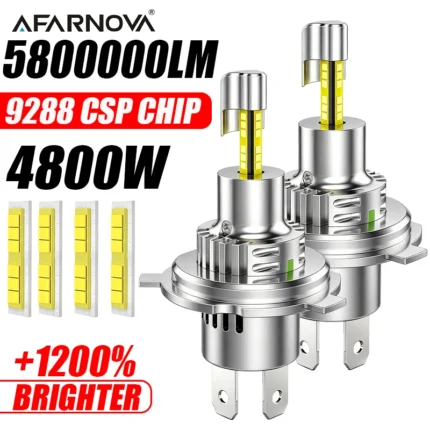 Accessories - H4 LED Car Headlight Bulbs 6000K White Canbus 4800W CSP Turbo Fan High Low Beam LED Lamp Plug And Play