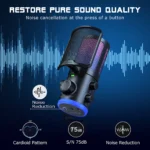 Accessories - FIFINE USB Gaming Microphone with Noise Cancellation/RGB/Gain&Balance Knob,Condenser Mic for Streaming Podcasting-Ampligame AM6